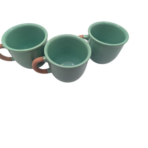 FUO31 by Furio Set Of 3 Handmade Ceramic Teal Mugs With Terracotta Handles - Picture 3 of 14